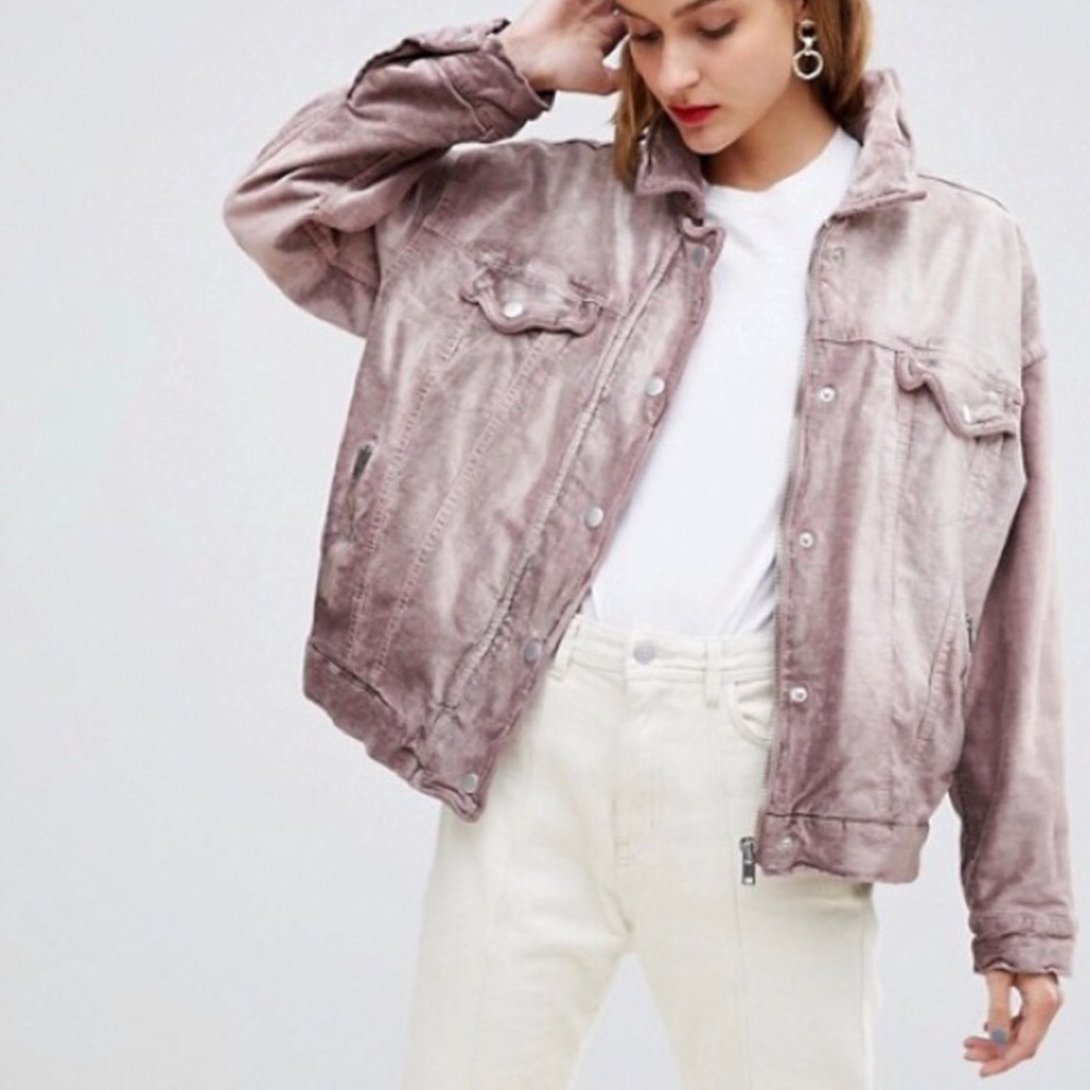 Free People Crushed Velvet Bomber Jacket